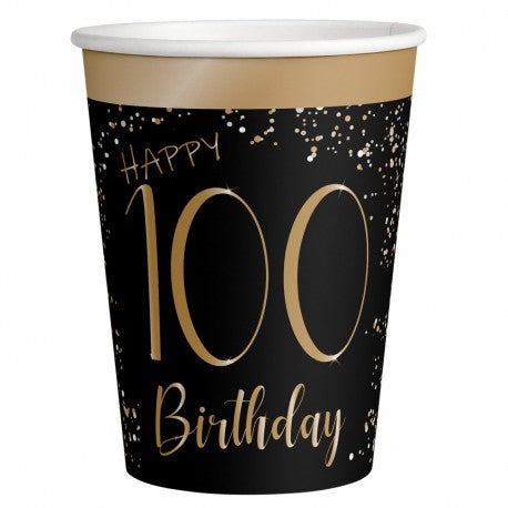 8 eleganti bicchieri neri 100 anni 250 ml