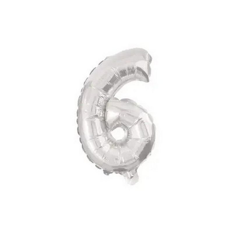PALLONCINO NUMERO 6, 32 CM, ARGENTO