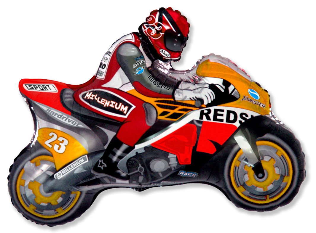 Palloncino arancione da corsa motociclistica 84 x 66 cm