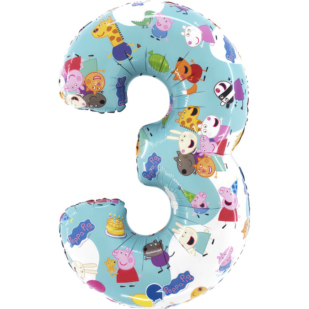 Palloncino Numero 3 Peppa Pig 45 x 75 cm