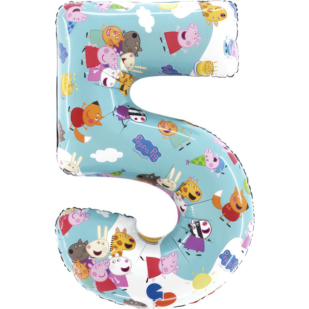 Number 5 Balloon Peppa Pig 49 x 72 cm