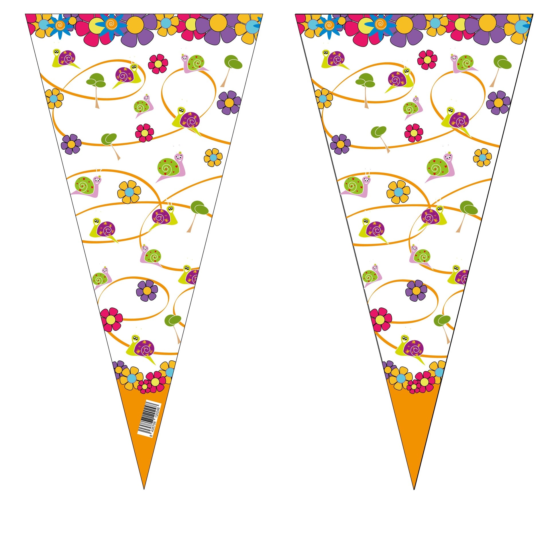 100 Bolsas Cono Caracoles 20 x 40 cm