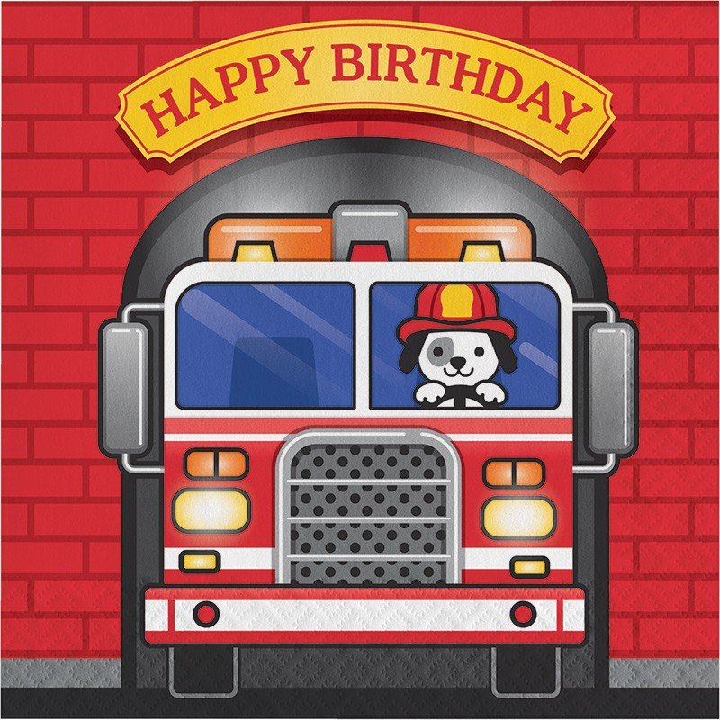 16 SERVILLETAS 33 CM FLAMING FIRE TRUCK