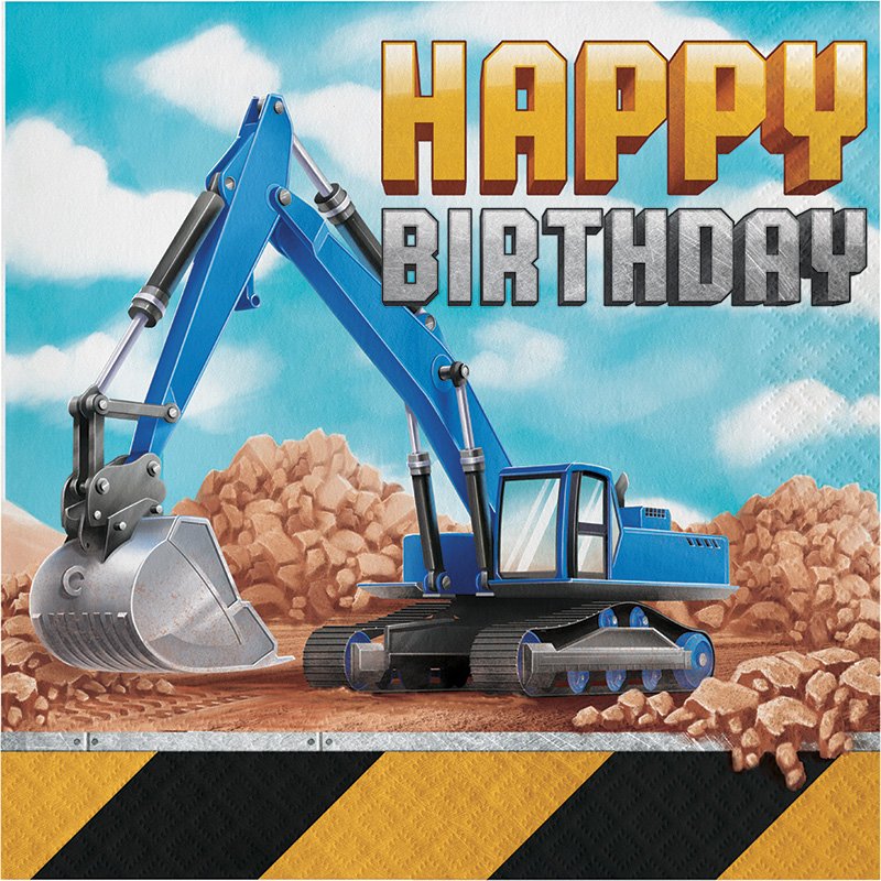 16 Servilletas 2P BIG DIG CONSTRUCCION HBD