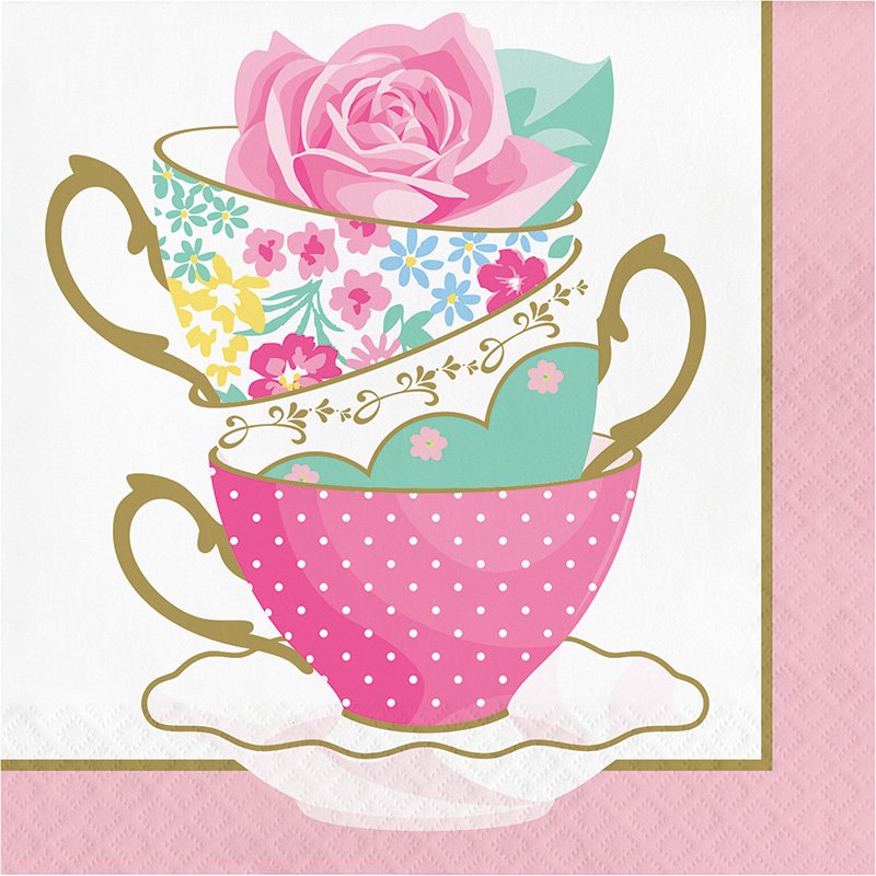 16 Servilletas Floral Tea Party Teacup 33 cm