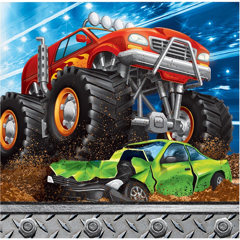 16 tovaglioli Monster Truck Rally 25 cm