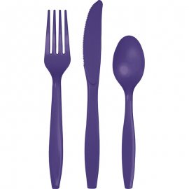 18 CUBIERTOS PLASTICO PREMIUM PURPLE
