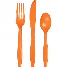 18 CUBIERTOS PLASTICO PREMIUM SUNKISSED ORANGE