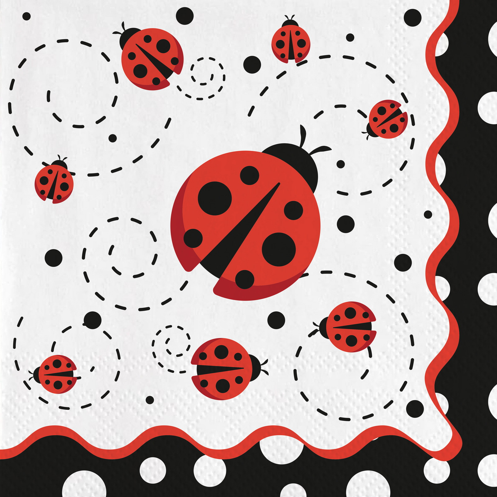 20 TOVAGLIOLI 33 CM COCCINELLA FANTASIA