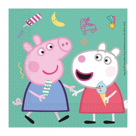 20 serviettes Peppa Pig de 33 cm