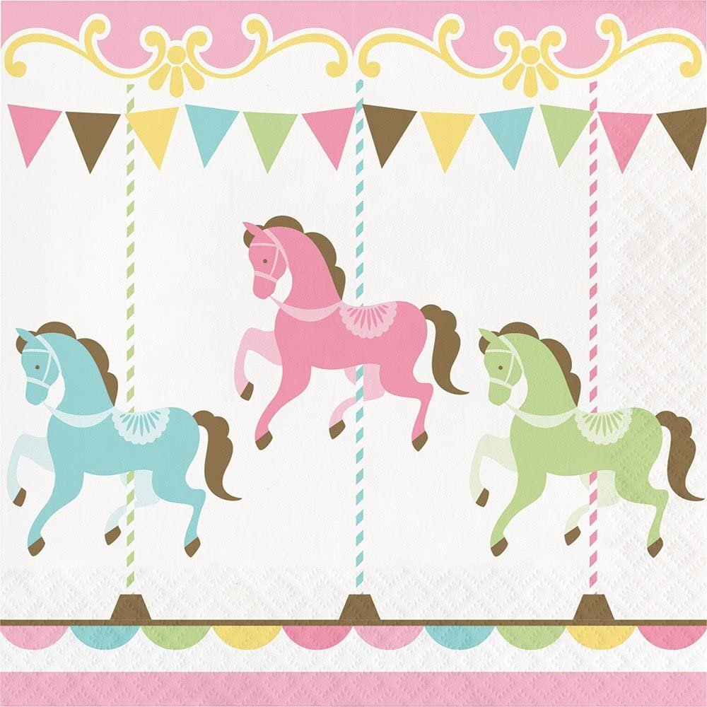 20 serviettes carrousel 33 cm