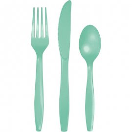 24 CUBIERTOS PLASTICO PREMIUM FRESH MINT