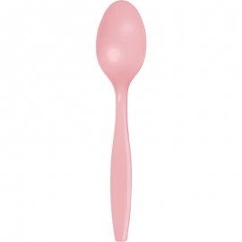 24 CUCCHIAI DI PLASTICA PREMIUM ROSA CLASSICO