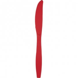 24 COUTEAUX CLASSIQUES PREMIUM EN PLASTIQUE ROUGE
