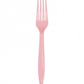24 FORCHETTE PREMIUM CLASSICHE IN PLASTICA ROSA