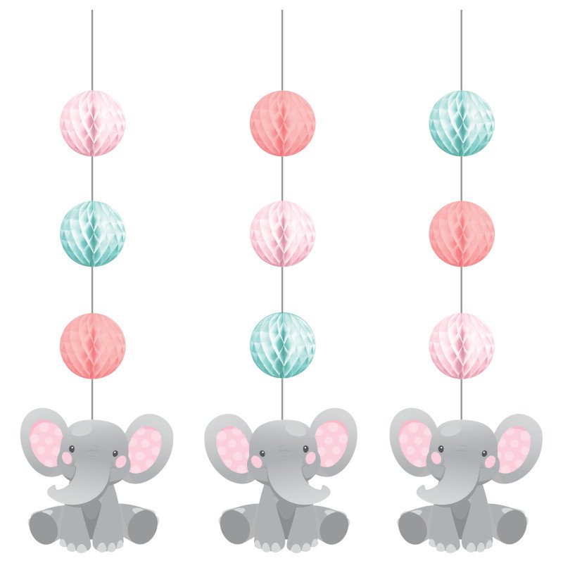 3 pendentifs ÉLÉPHANT ROSE