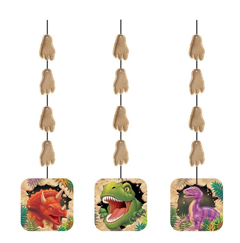 3 DECORACIONES COLGANTES 91 CM JURASIC DINO