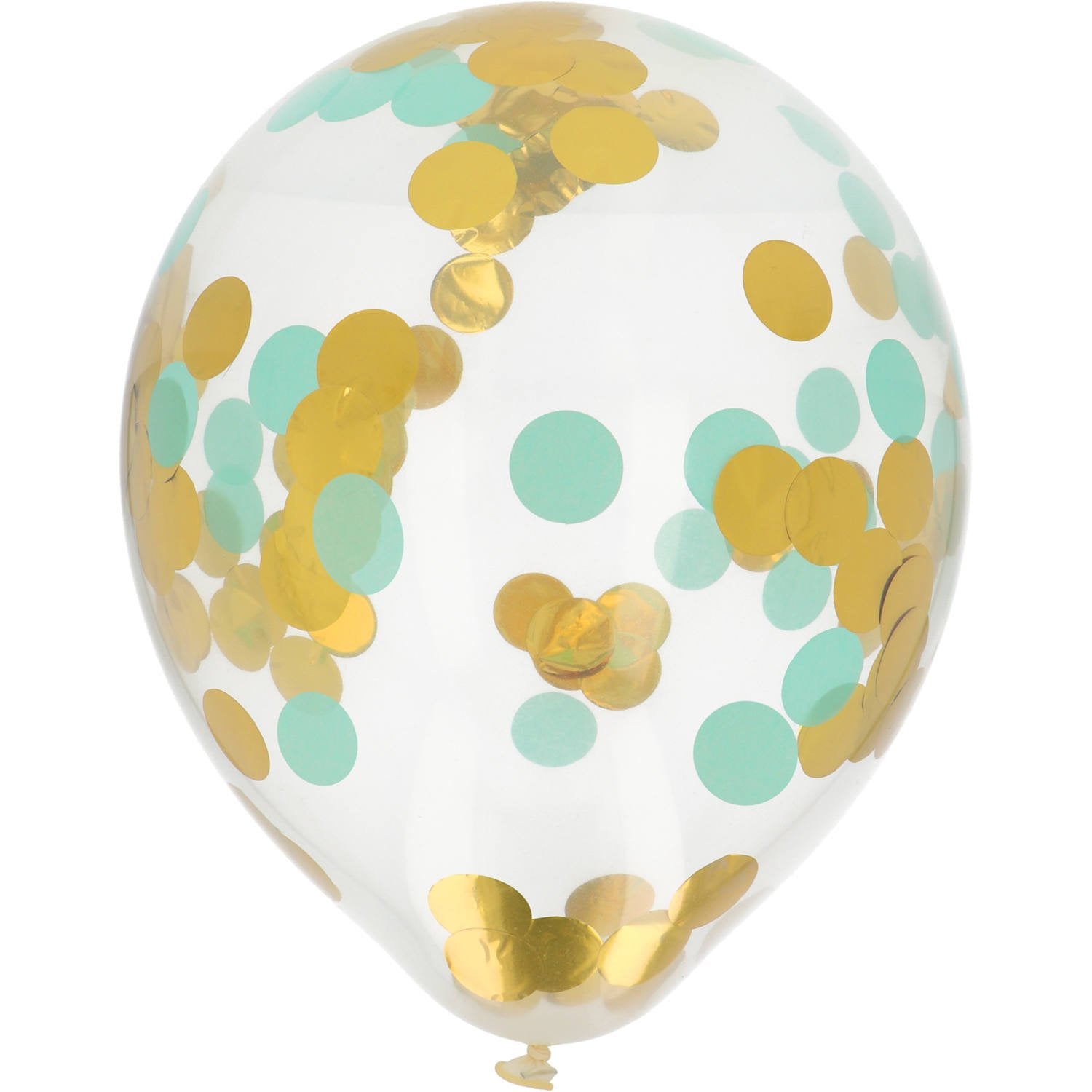 4 palloncini coriandoli oro e menta da 30 cm