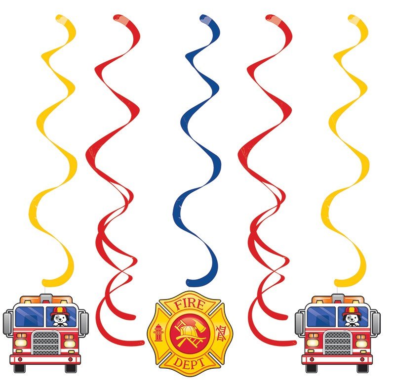 5 DECORACION COLGANTES FLAMING FIRE TRUCK