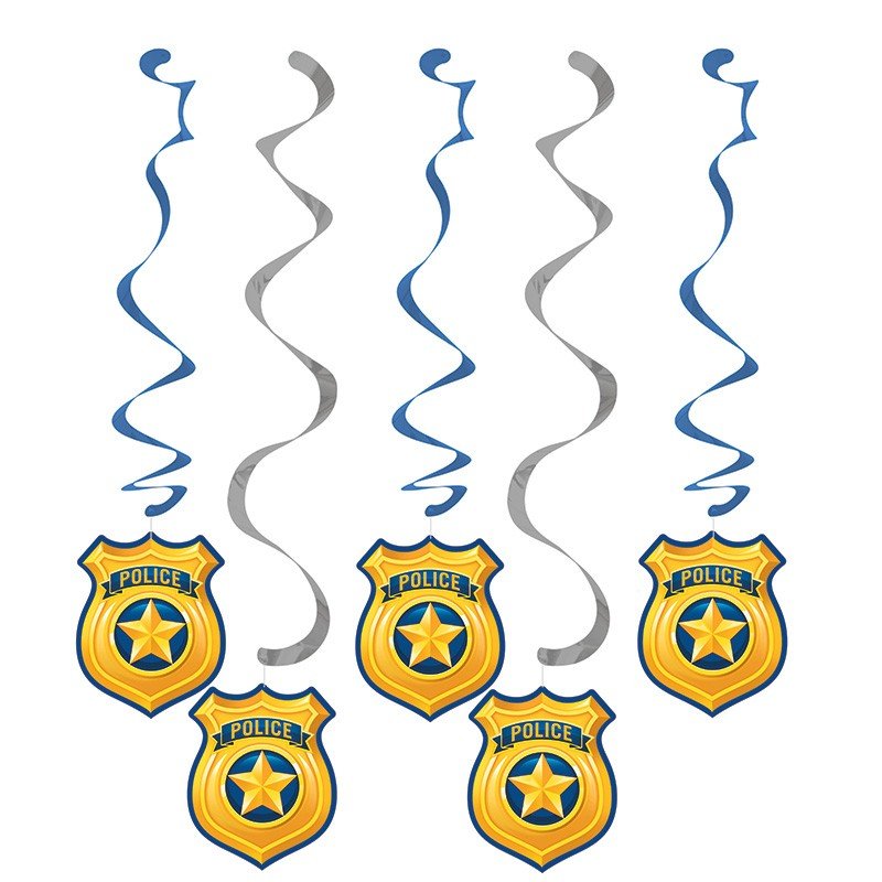 5 DECORACIONES COLGANTES POLICE PARTY