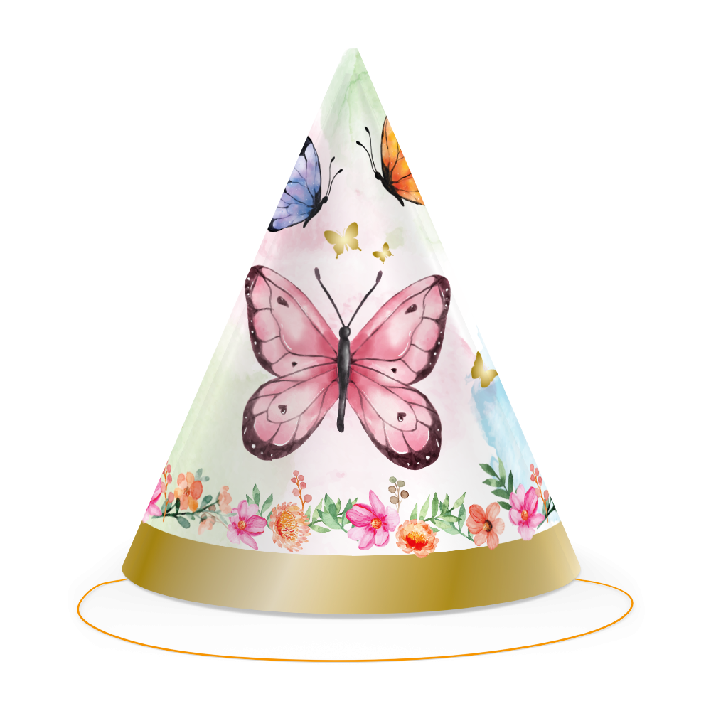 6 Gorros Butterflies Party