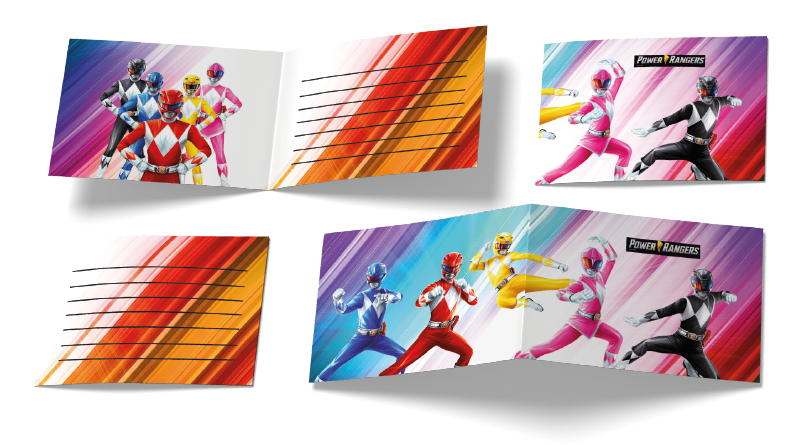 6 invitations Power Rangers 240 x 80 mm