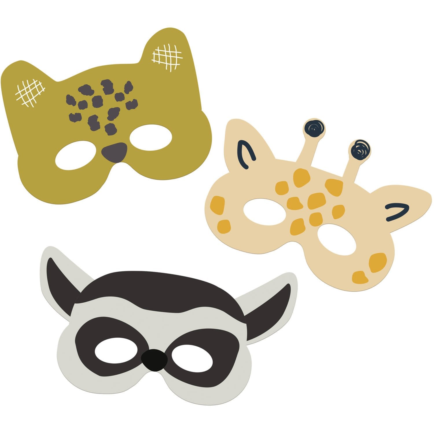 6 maschere di animali dello zoo