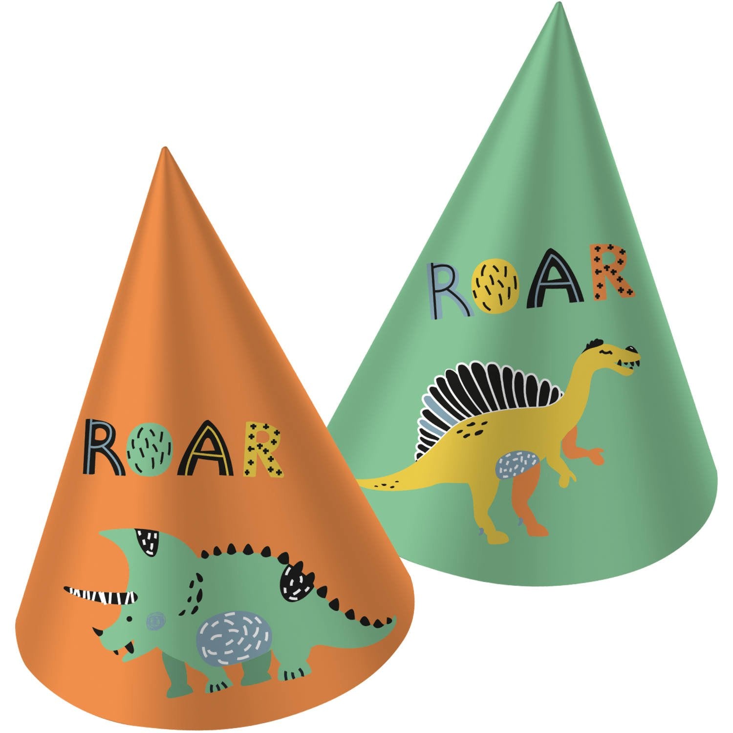6 cappelli di carta a forma di dinosauro