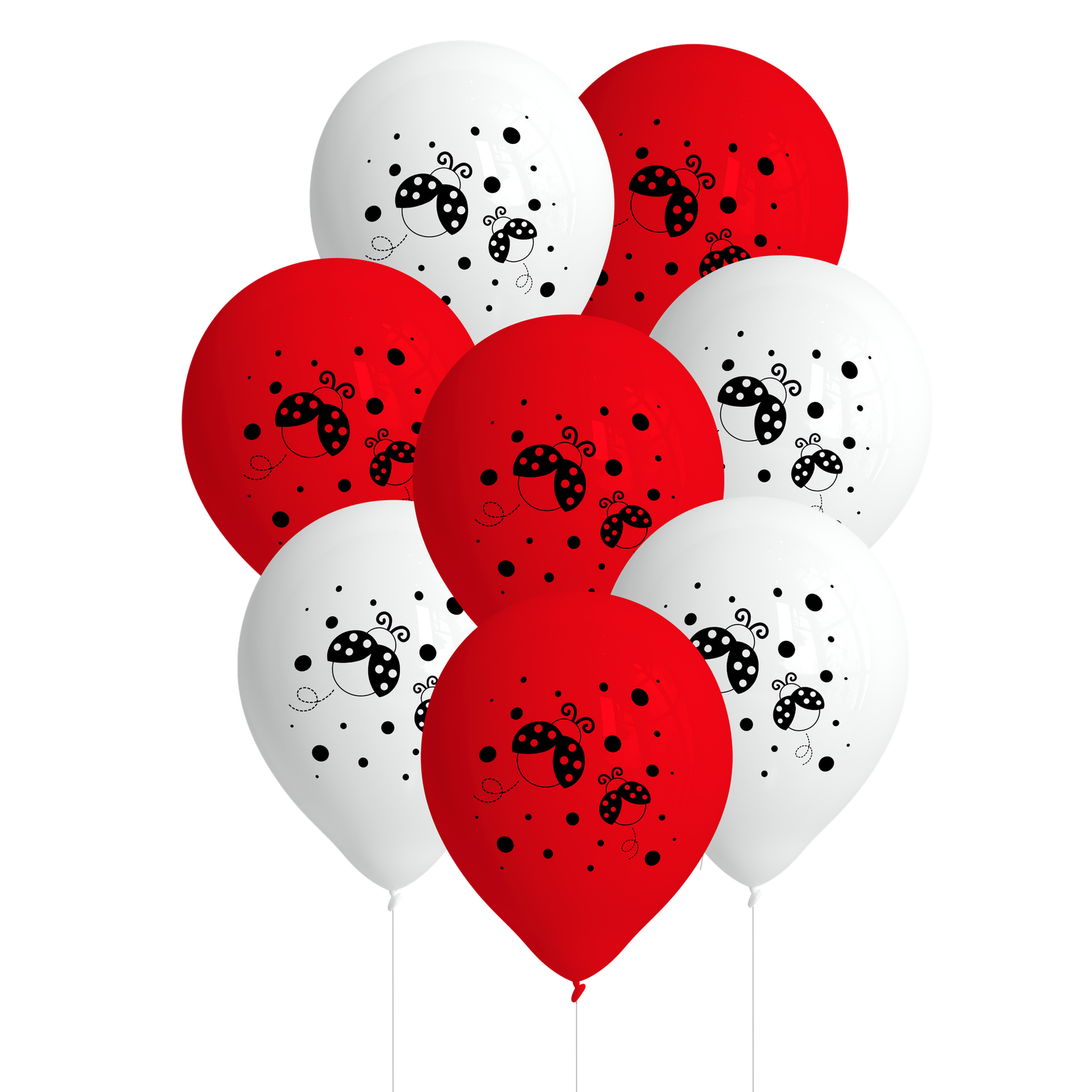 8 GLOBOS LATEX 27 CM LADYBUG