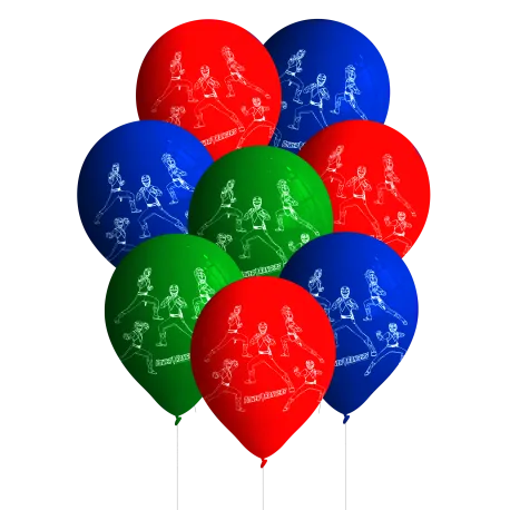 8 palloncini in lattice Power Rangers