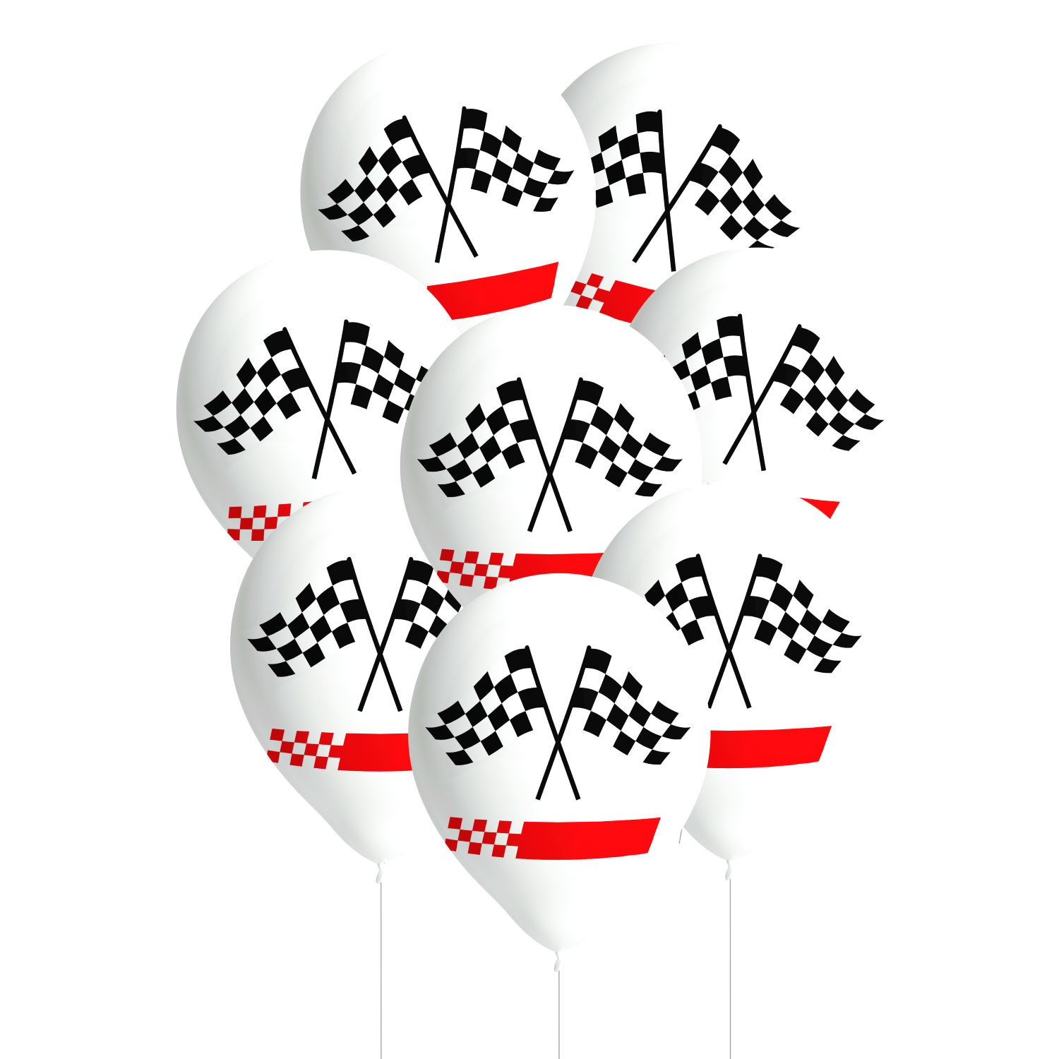 8 Globos Látex Negro & Blanco