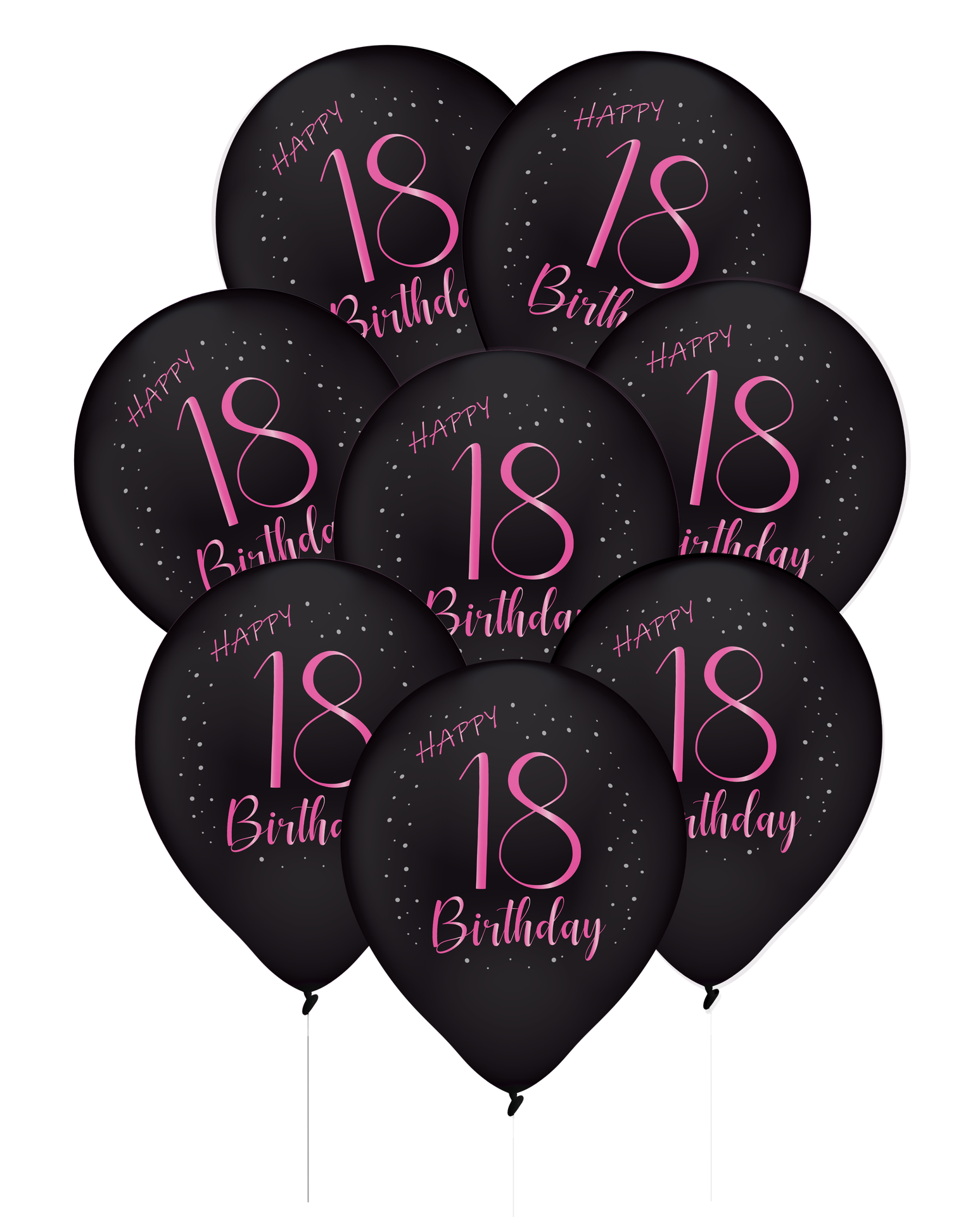 8 Globos de Látex 18 Años Elegante Pink