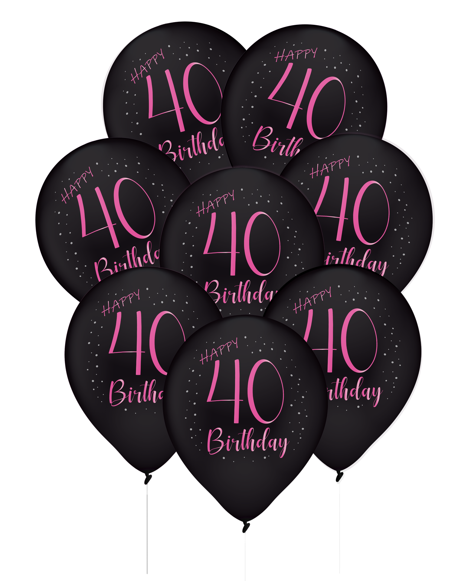 8 Globos de Látex 40 Años Elegant Pink