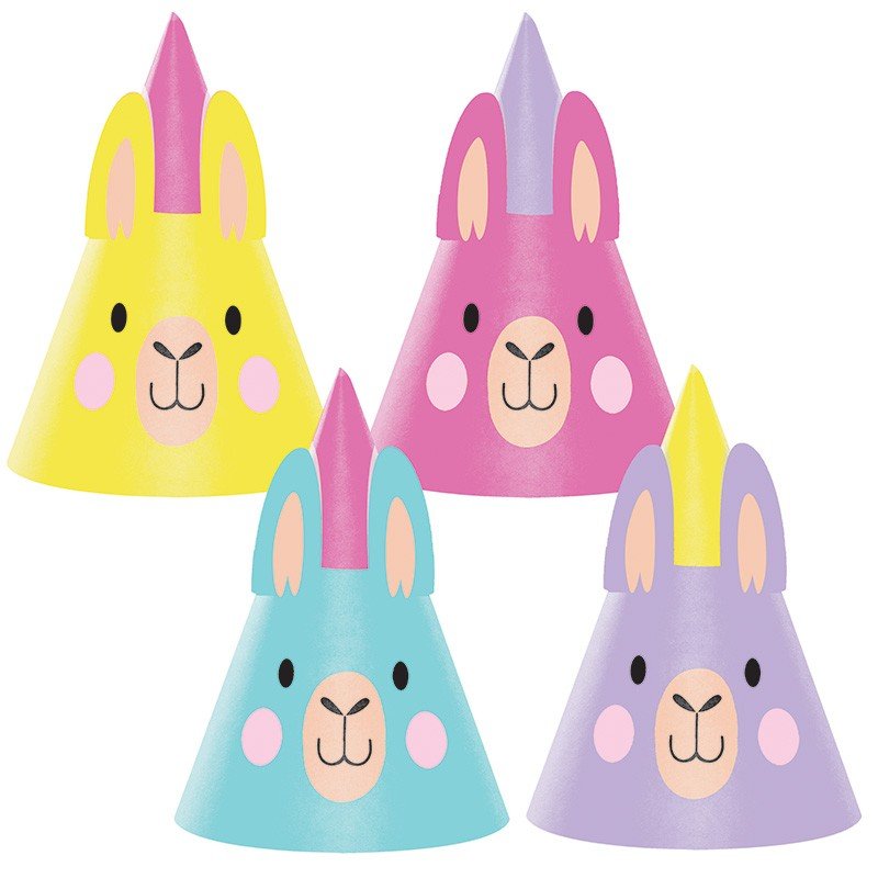 8 Gorros Infantiles Llama Party