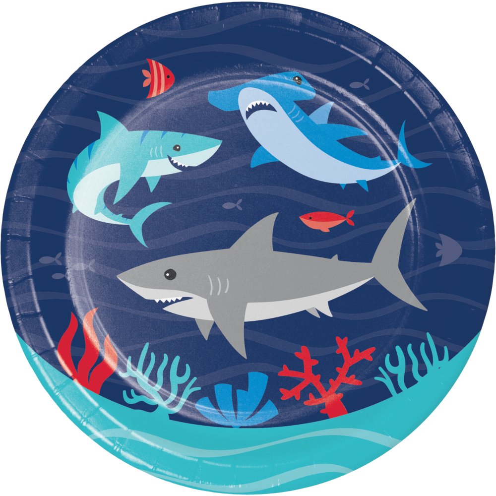 8 piatti SHARK PARTY da 18 cm