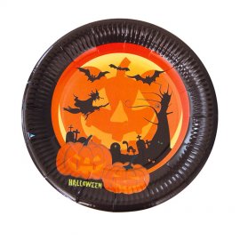 8 assiettes citrouille d'Halloween 23 cm
