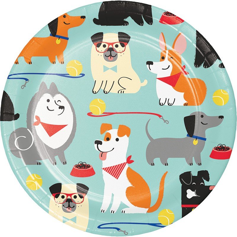 8 Piatti per feste a forma di cane 18 cm