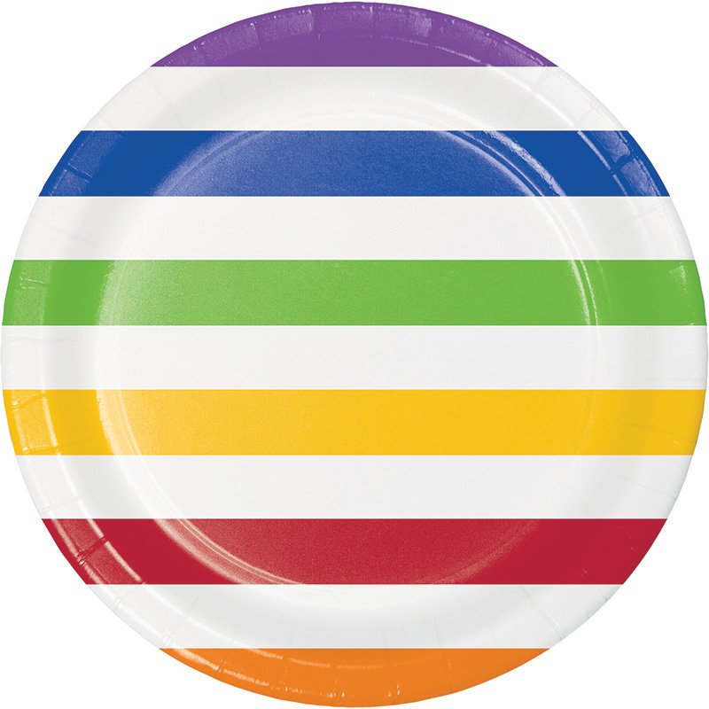 8 Piatti Multicolor Dots & Stripes 23 cm