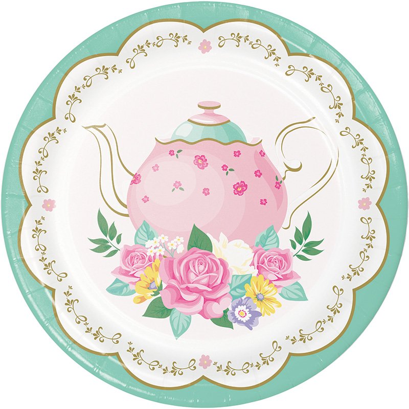 8 assiettes à thé fleuries de 18 cm