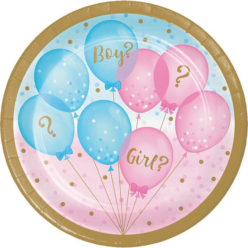 8 assiettes à ballons pour révélation du sexe, 18 cm