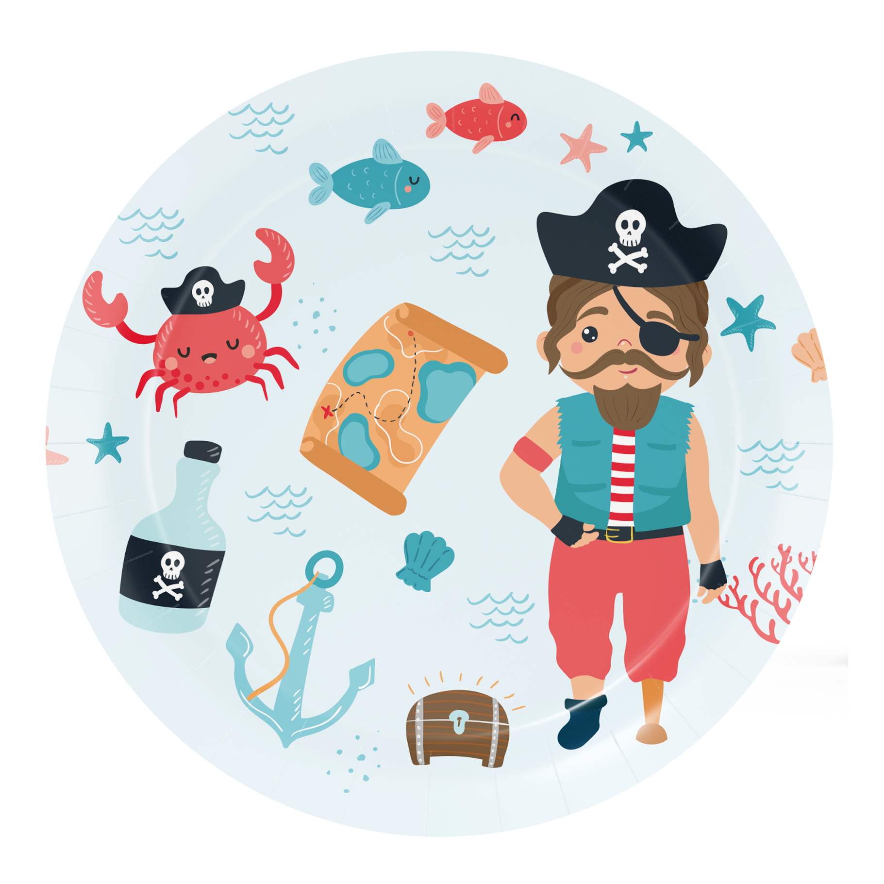 8 Platos Pirate Party 18 cm