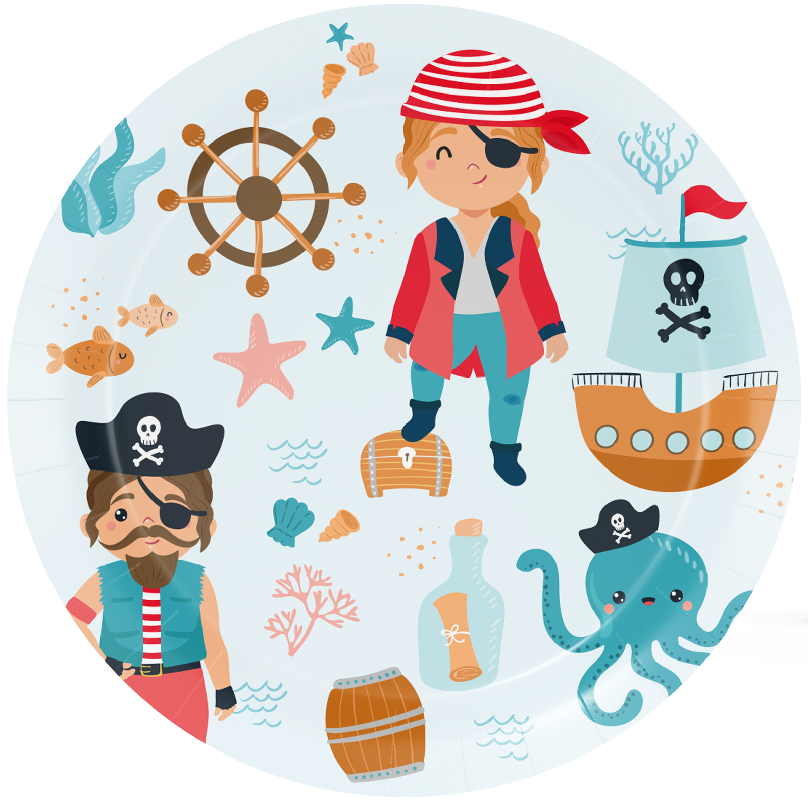 8 Platos Pirate Party 23 cm