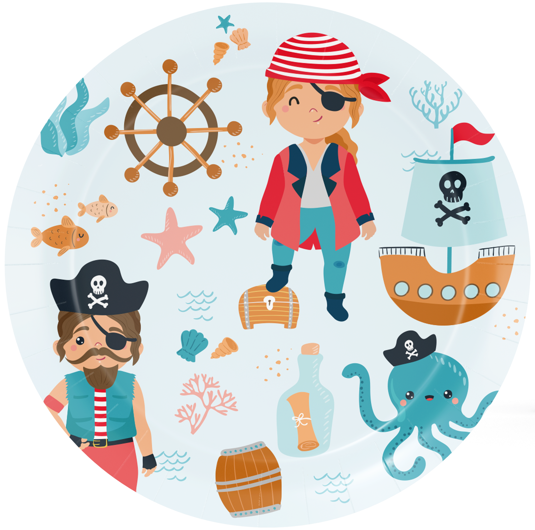 8 Platos Pirate Party 23 cm