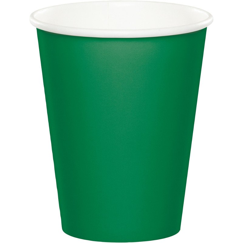 8 BICCHIERI DI CARTA VERDE SMERALDO DA 250ML