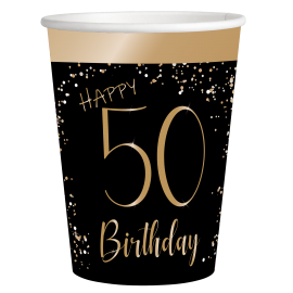 8 élégants verres noirs commémoratifs du 50e anniversaire (250 ml)