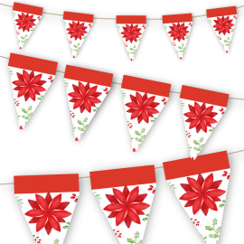STRISCIONE DI NATALE CON POINSETTIA 3 m