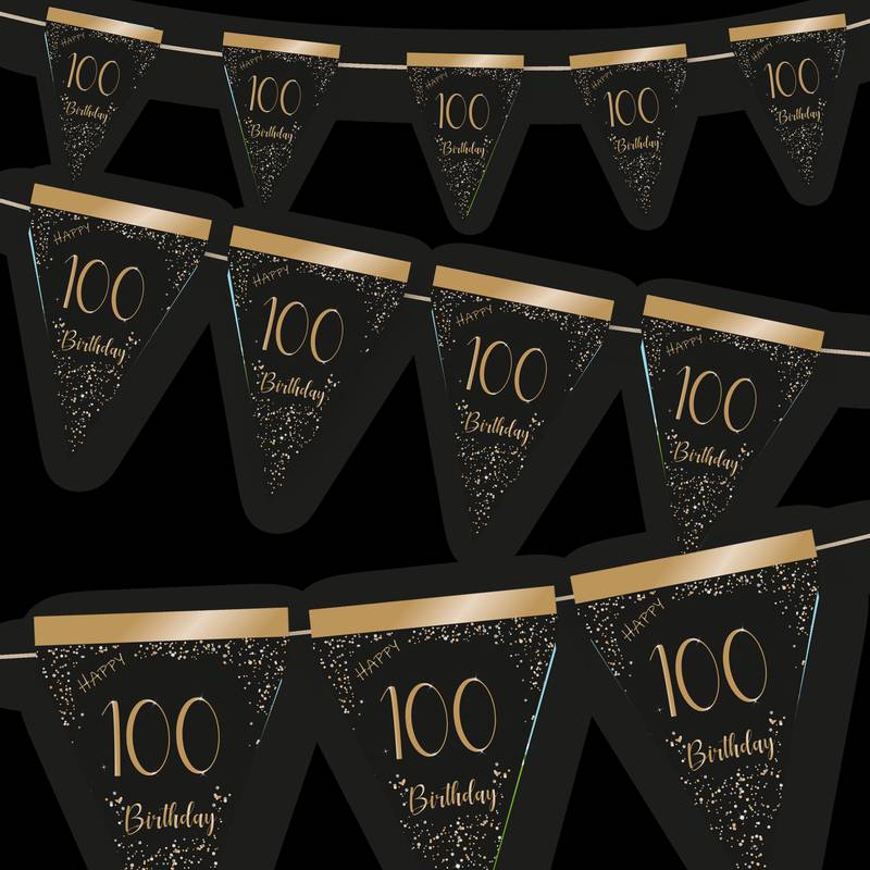 Élégant fanion noir 100 ans