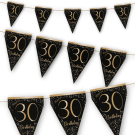 Élégant fanion noir 30 ans