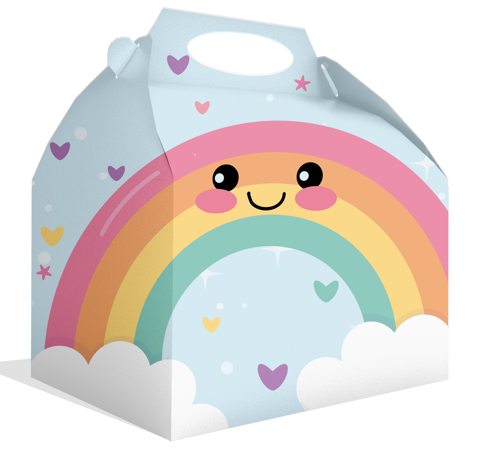SCATOLA PER FESTA ARCOBALENO 20 X 16 X 11 CM