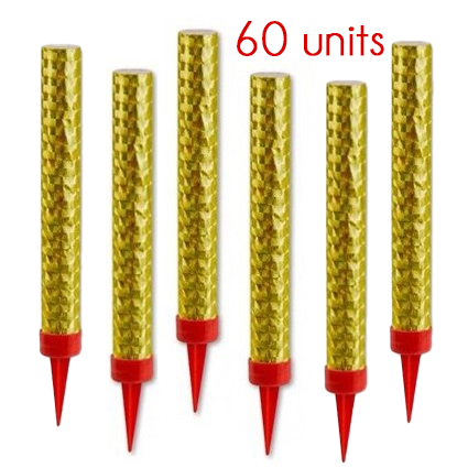 Box of 60 long-lasting gold fountain sparklers, 60 seconds